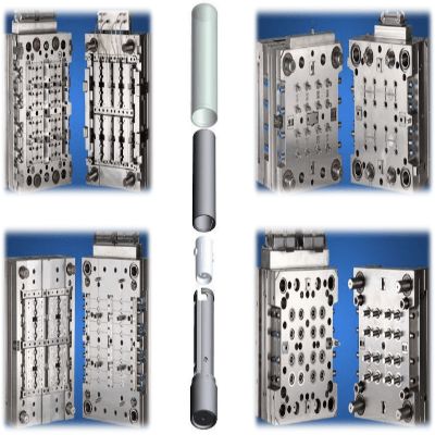 16 cav Fully Hot Runner Mold for Lipstick – Cap, Spiral, Cup and Base.